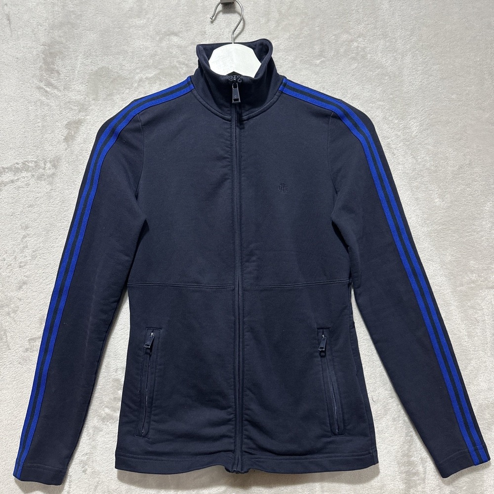 Lauren Ralph Lauren RLL Full Zip Activewear Blue Trim Jacket Navy Womens Size XS